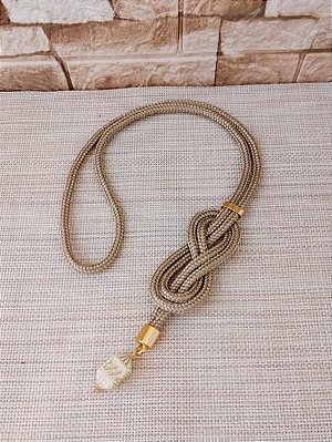Colar de Corda Náutica Longo Areia com Resina