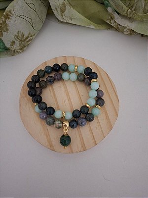Pulseiras em Ágata Natural Verde