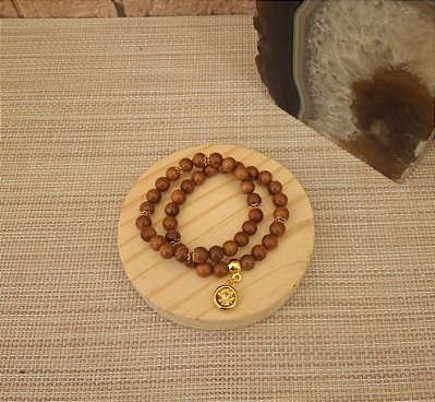 Pulseira em Pedra do Sol com Pingente de Strass