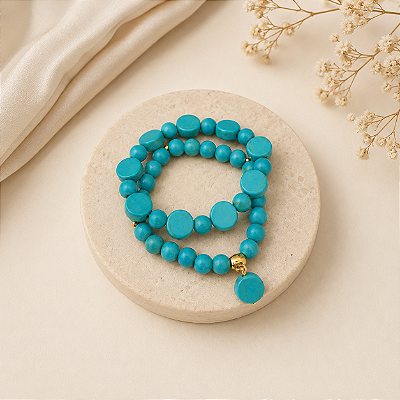 Pulseiras em Howlita Azul