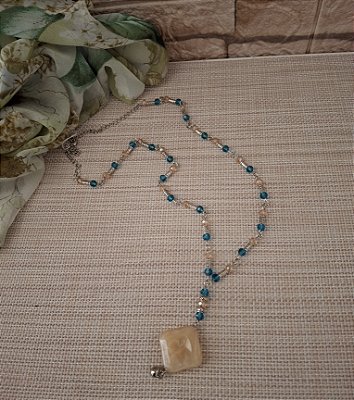 Colar Longo de Cristal Chinês com Pingente