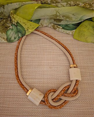 Colar de Corda Náutica Dupla Areia e Terracota