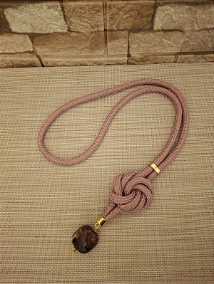 Colar de Corda Náutica Rosé com Pingente
