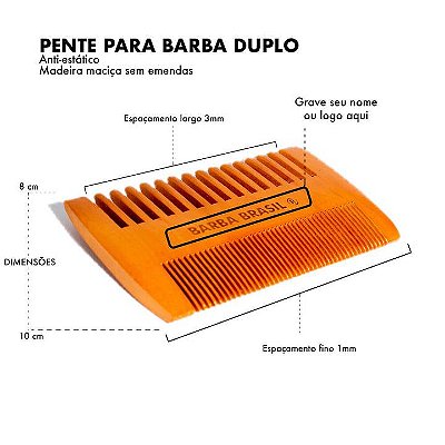 Pente de Madeira Duplo - Barba Brasil