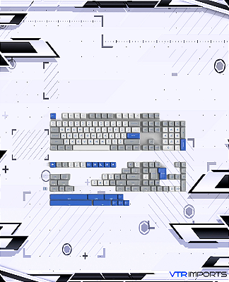 (PRONTA ENTREGA) Keycaps Gray, White and Blue 173 Teclas (Teclado Full Size)