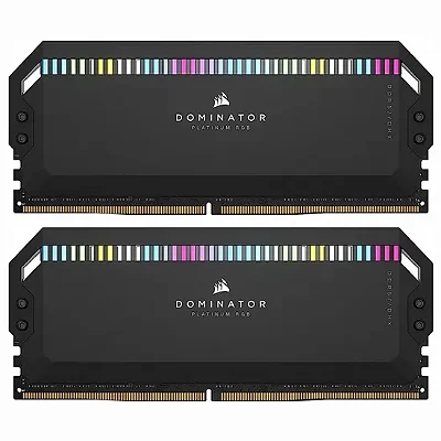 Memória Corsair Dominator Platinum RGB, DDR5 32GB (2x16GB), 6400 MT/s, C/DissiPador, para Intel, CMT32GX5M2B6400C32, Preto