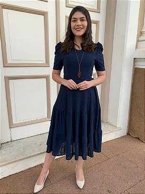 Vestido de laise (Azul marinho)