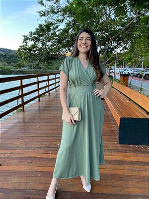 Vestido transpassado (Verde Oliva)