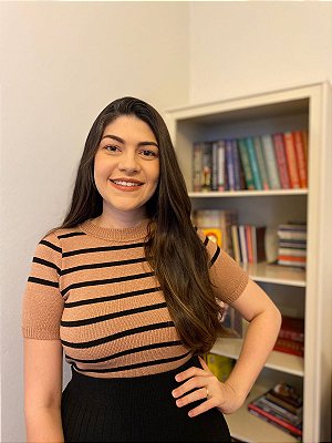 Blusa de modal listrada (Caqui/preto)