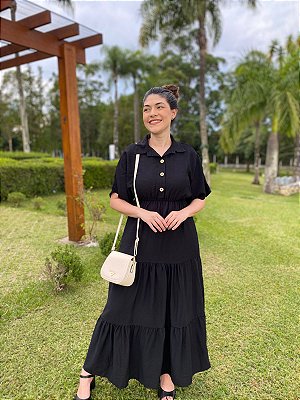 Vestido com botões (Preto)