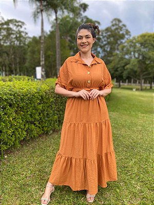 Vestido com botões (Caramelo)