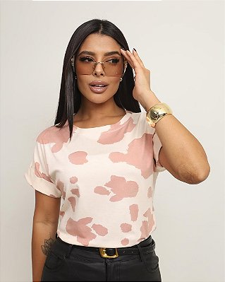 BLUSA MANGA DOBRADA COW PRINT