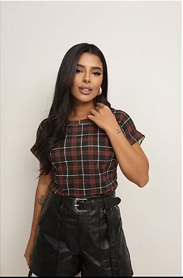BLUSA MANGA DOBRADA XADREZ