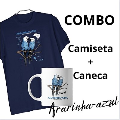 COMBO Camiseta e Caneca Look! Ararinha-azul