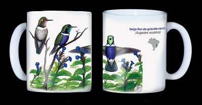 Caneca Ornitologia e Arte - Beija-flor-de-gravata-verde (Augastes scutatus)