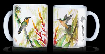 Caneca Ornitologia e Arte - Balança-rabo-canela (Glaucis dohrnii)