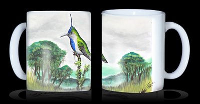 Caneca Ornitologia e Arte - Beija-flor-de-topete-azul (Stephanoxis loddigesii)