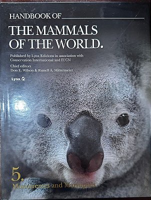Livro Handbook of the Mammals of the World - vol 05. Monotremes and Marsupials - USADO