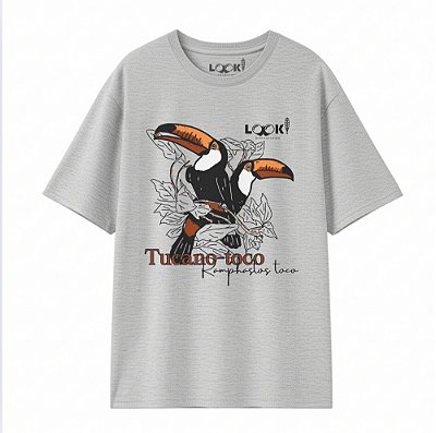 Camiseta LOOK! Tucano-toco. LOOK! Cinza-mescla