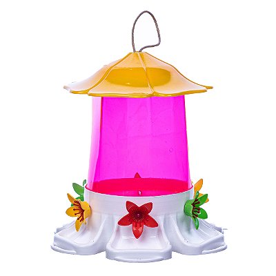 Bebedouro Beija-Flor 6 Flores Fonte Limpa Injet Four - 1,4L Rosa GIGANTE