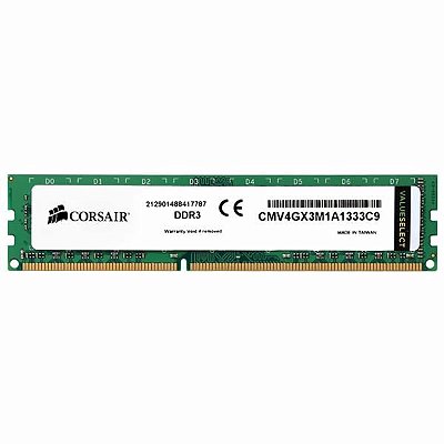 Memória DDR3 4GB 1333MHz Corsair VALUE SELECT CMV4GX3M1A1333C9