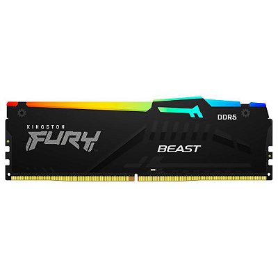 Memória DDR5 32GB 5200MHz Kingston FURY BEAST RGB PRETO KF552C40BBA-32