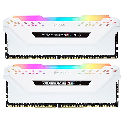 Memória DDR4 16GB 2666MHz Corsair (2X8GB) VENGEANCE RGB PRO BRANCO CMW16GX4M2A2666C16W