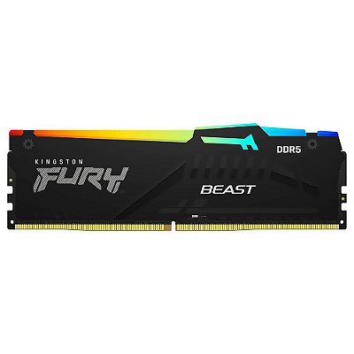 Memória DDR5 8GB 5600MHz Kingston FURY BEAST RGB PRETO KF556C40BBA-8