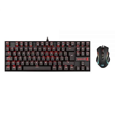 Kit Teclado + Mouse Gamer Redragon Essencial K552 Usb Rgb - Preto (Espanhol)