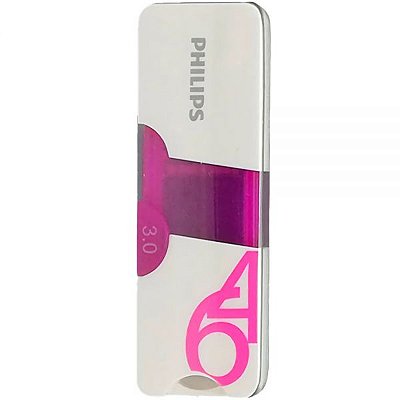 Pendrive Philips Citi Usb 3.0 64 Gb Fm64Fd135B/97 - Branco/Roxo