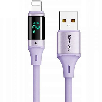 Cabo Usb-A Para Lightning Mcdodo Ca1910 Com Tela Digital - Roxo 1.2 Metros
