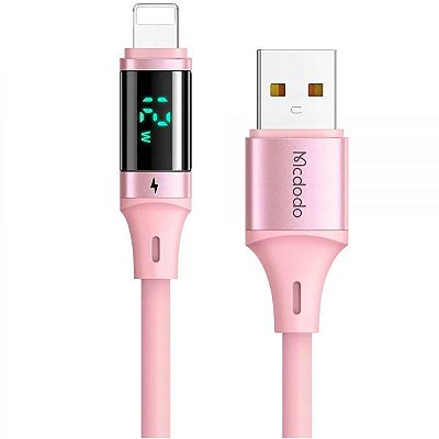 Cabo Usb-A Para Lightning Mcdodo Ca1911 Com Tela Digital - Rosa 1.2 Metros
