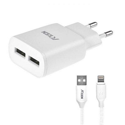 Adaptador Usb Keen Kc-01 Auto Id + Cabo Lightning - Branco