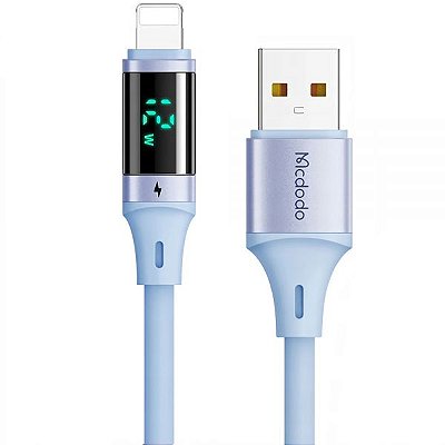 Cabo Usb-A Para Lightning Mcdodo Ca1912 Com Tela Digital - Azul 1.2 Metros