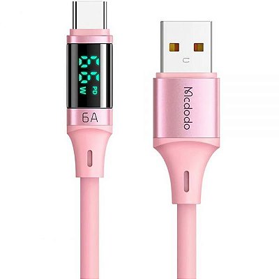 Cabo Usb-A Para Usb-C Mcdodo Ca1921 Com Tela Digital - Rosa 1.2 Metros