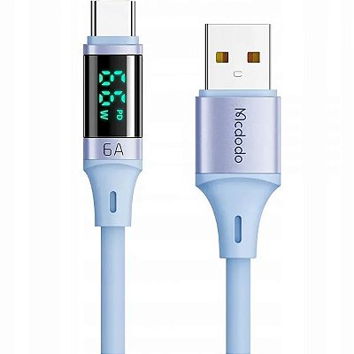 Cabo Usb-A Para Usb-C Mcdodo Ca1922 Com Tela Digital - Azul 1.2 Metros