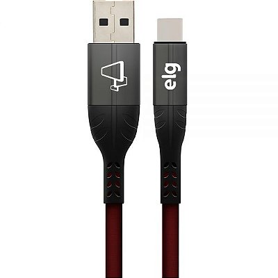 Cabo Usb-C Elg Tc10Rd - Preto/Vermelho 1 Metro