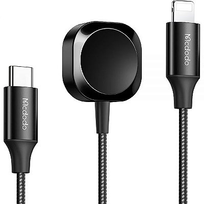Carregador Magnético Sem Fio Mcdodo Ch-2980 Para Apple Watch Usb-C Com Cabo Lightning - Preto