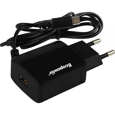 Carregador Usb Ecopower Ep-7056 Com Cabo Micro Usb - Preto