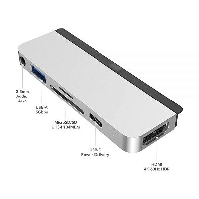 Hub Usb Hyper Hd319B Hyperdrive Para Ipad Pro 6 En 1 - Prata