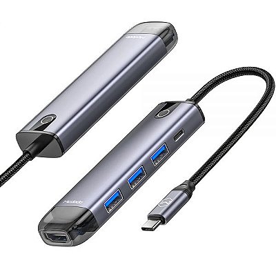 Hub Usb Mcdodo Hu7750 5 Em 1 - Cinza/Preto