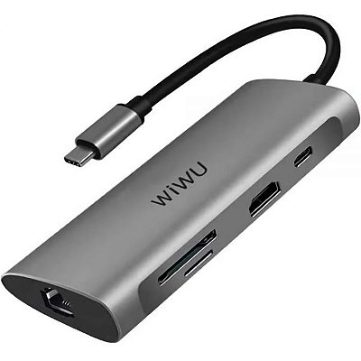 Hub Wiwu Alpha A831Hrt Usb-C 8 En 1 Para Macbook - Cinza