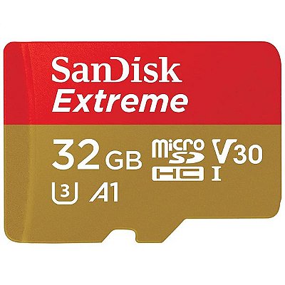Memória Micro Sd Sandisk Extreme 100-60 Mb/S U3 V30 32 Gb Com Adaptador (Sdsqxaf-032G-Gn6Aa)