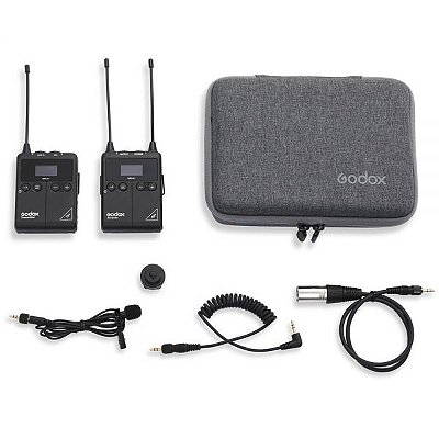 Microfone Godox Wmics1 Kit 1 Rx+Tx Sem Fio Para Câmera - Preto