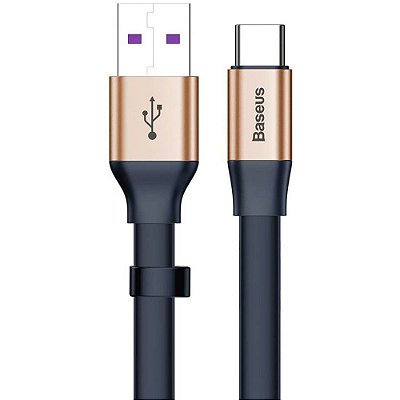 Cabo USB-A a USB-C Baseus Quick Charge 40 W - Dourado/Preto 23 cm (CATMBJ-BV3)