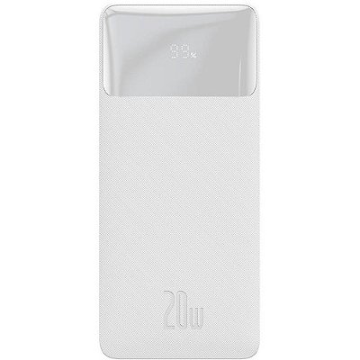 Carregador Portátil Baseus Bipow LCD 20 W 30.000 mAh 2 x USB-A + USB-C + Micro USB - Branco (PPBD050402)
