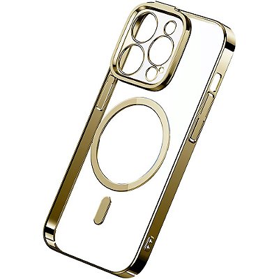 Estojo Protetor + Película Protetora da Série Glitter Baseus para iPhone 14 Pro Magsafe - Dourado/Transparente (ARMC011015)