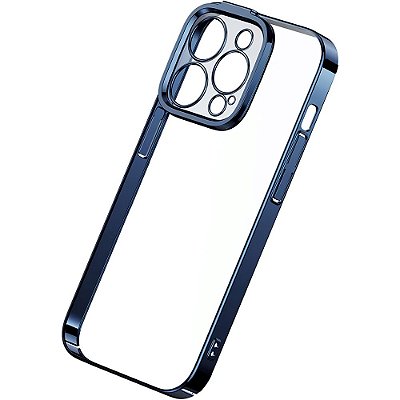 Estojo Protetor + Protetor de Tela da Série Glitter Baseus para iPhone 14 Pro - Azul Marinho/Transparente (ARMC021303)