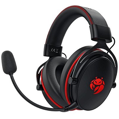 Fone de ouvido Gamer Krab Bloodstone KBGH50 3.5mm - Preto/Vermelho