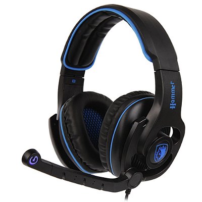 Fone de Ouvido Gamer Sades Hammer SA-923 7.1 - Preto/Azul